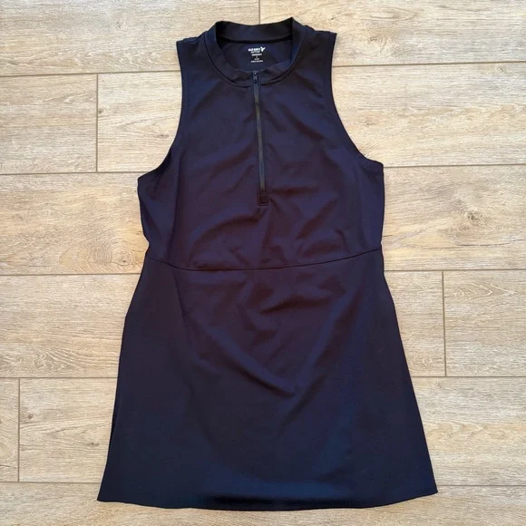 Old Navy Powersoft Go-Dry Front-Zip Sports Dress Sleeveless Black Sz Large - Picture 2 of 9